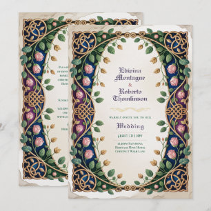 Invitation Mariage médiéval celtique noeud bijou or