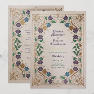 Invitation Mariage Médiéval de Ton Bijou en Or Orné