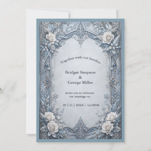 Invitation Mariage Médiéval Gothique Hiver Glace Argent