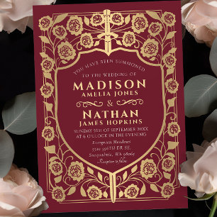 Invitation Mariage médiéval Red Sword Shield