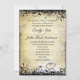 Invitation Mariage Médiéval Renaissance Cygne Oiseaux Amoureu
