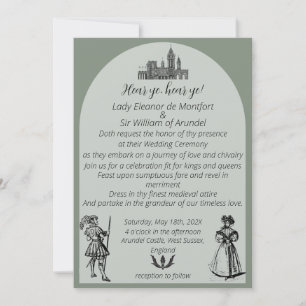 Invitation Mariage Médiéval Renaissance Vert Sauge Arqué