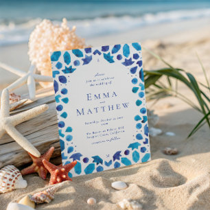 Invitation Mariage Méditerranéen Carreaux Bleus
