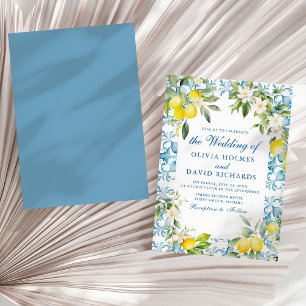 Invitation Mariage Méditerranéen Carrelage Bleu Citron de Sty