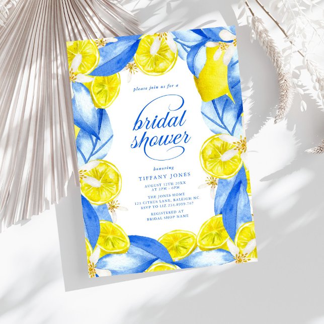 Invitation Mariage Méditerranéen Citron Bleu Jaune (Créateur téléchargé)