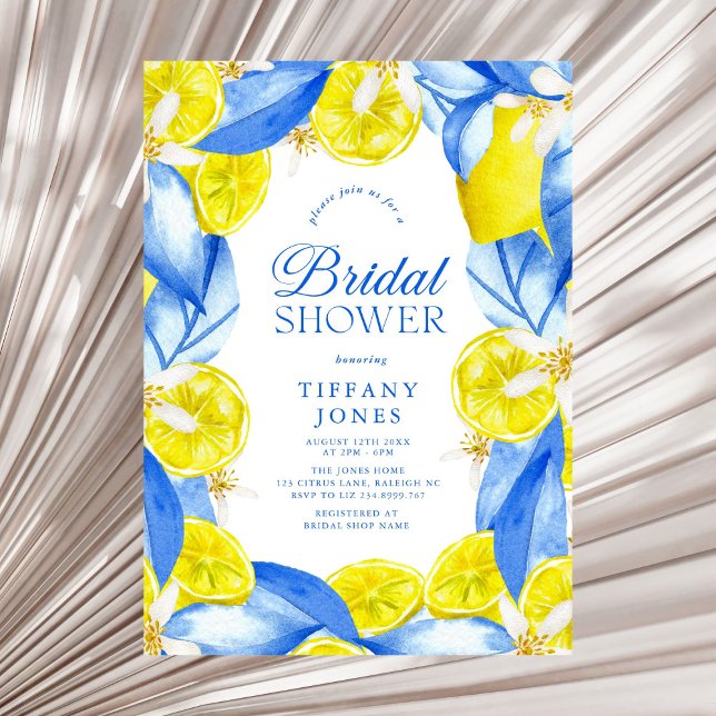 Invitation Mariage Méditerranéen Citron Bleu Jaune (Créateur téléchargé)