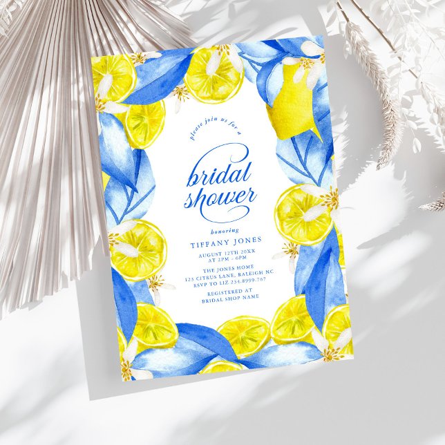 Invitation Mariage Méditerranéen Citron Jaune Bleu (Créateur téléchargé)