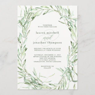 Invitation Mariage méditerranéen d'aquarelle des branches