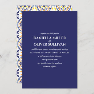 Invitation Mariage méditerranéen en tuile jaune de la marine