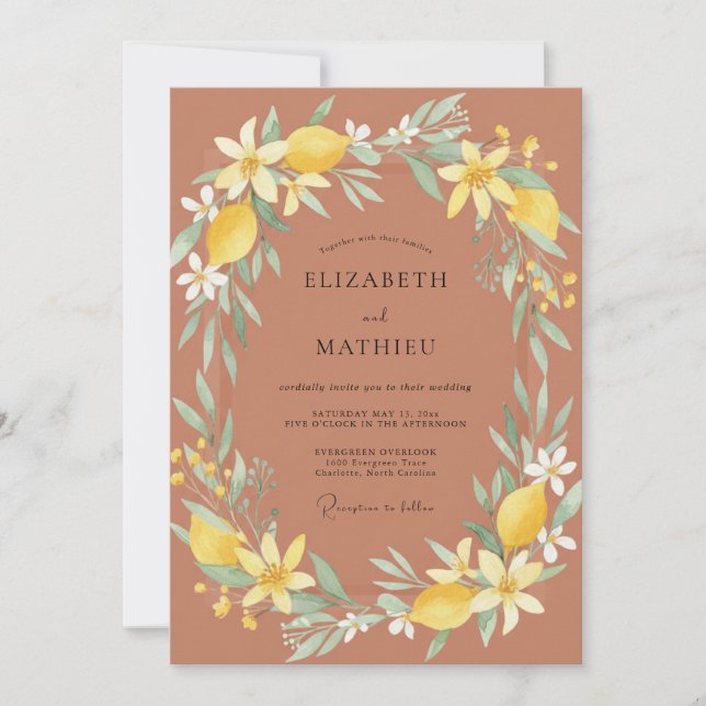 Invitation Mariage Méditerranéen Vibrant Terracotta (Devant)