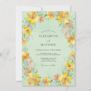Invitation Mariage Menthe et Pétales Ambre