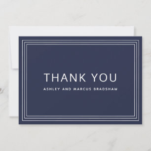 Invitation Mariage Merci bleu marine simple
