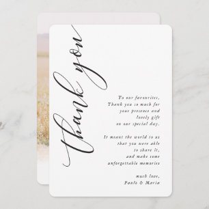 Invitation MARIAGE MERCI photo calligraphie du côté moderne