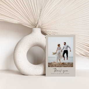 Invitation Mariage merci photo gris moderne script minimal