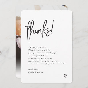 Invitation MARIAGE MERCI photo handletée message moderne