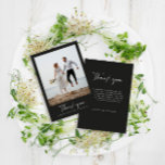 Invitation Mariage merci photo moderne script minimal<br><div class="desc">Noir et blanc moderne écriture contemporaine simple carte de remerciements mariage. Un design moderne et élégant. Partie d'une suite.</div>
