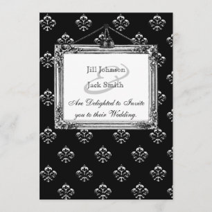 Invitation Mariage métallique Fleur de lis (Argent)