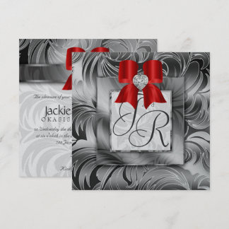 Invitation Mariage métallique Inviter des Noël d'argent fleur