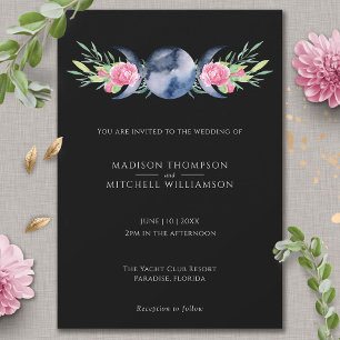 Invitation Mariage métaphysique floral de rose de phase de lu