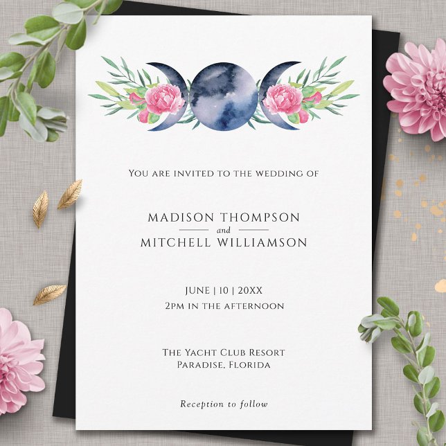 Invitation Mariage métaphysique floral de rose de phase de lu (Créateur téléchargé)