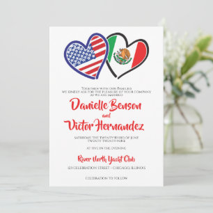 Invitation Mariage mexicain American Heart Flags