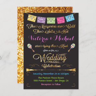 Invitation Mariage mexicain Fiesta Gold Parties scintillant i