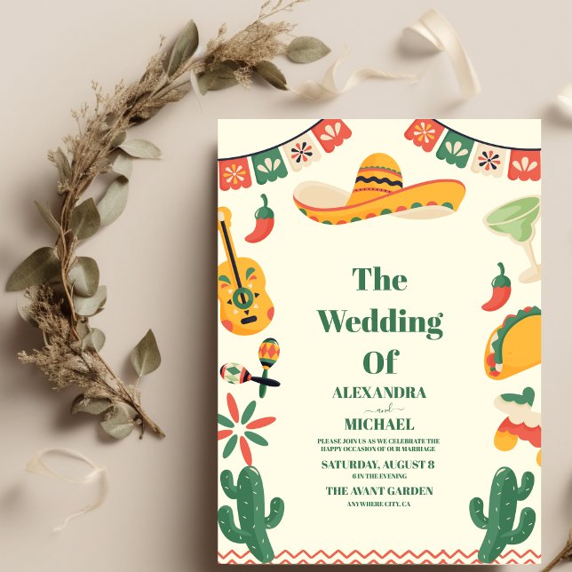 Invitation Mariage mexicain Fiesta Papel Picado (Créateur téléchargé)