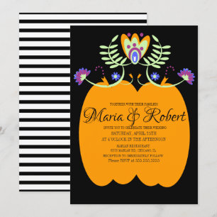 Invitation Mariage Mexicain Floral Populaire Citrouille d'H