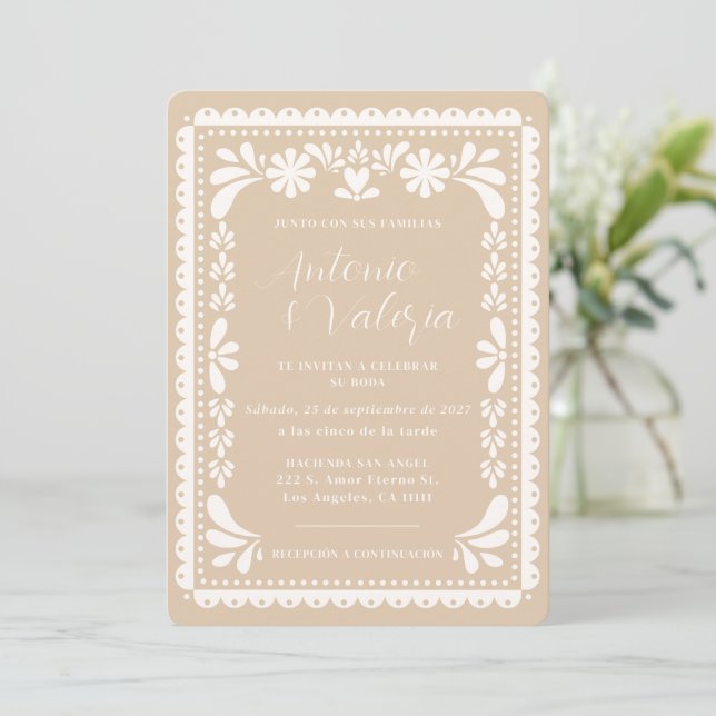 Invitation Mariage Mexicain Papier Découpé Haciend (Debout devant)