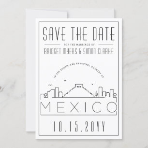 Invitation Mariage mexicain stylisé Skyline Enregistrer la da