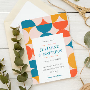 Invitation Mariage mi-cercle rétro mi-cercle mi-siècle