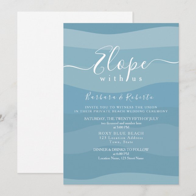 Invitation Mariage Micro Bleu (Devant / Derrière)