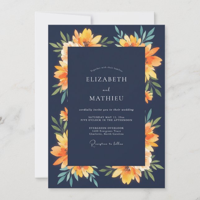 Invitation Mariage Midnight Amber Lily (Devant)