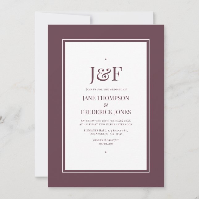 Invitation Mariage Midnight Plum (Devant)