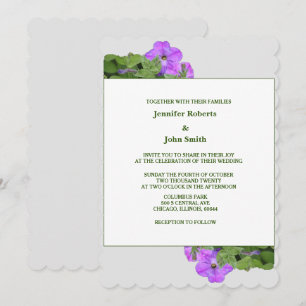 Invitation Mariage Mignon Gris Violet Vert Sauge Floral Pourp