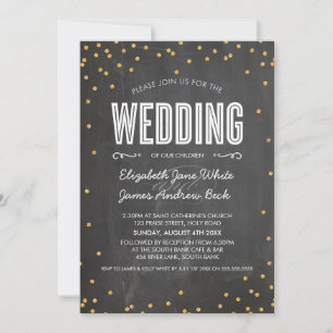 Invitation MARIAGE mignon parties scintillant en or confetti 