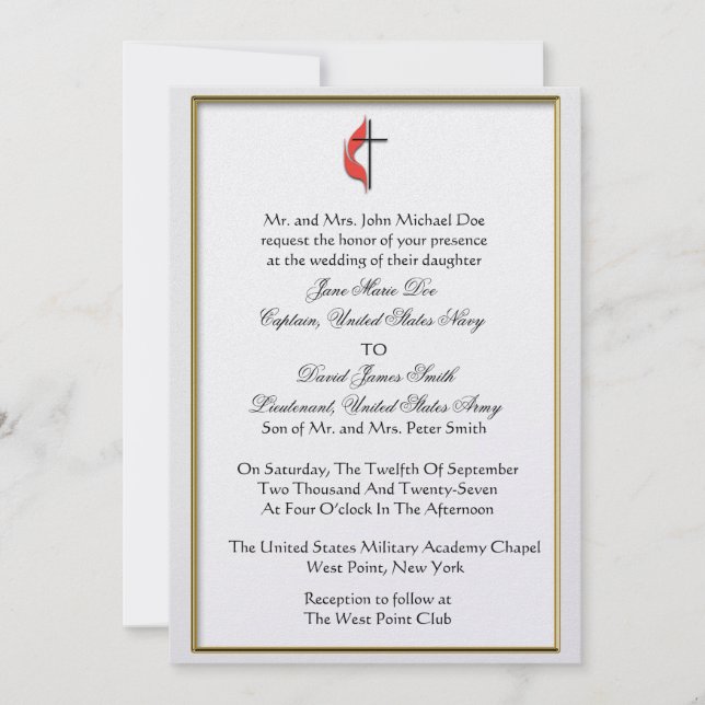 Invitation Mariage Militaire Méthodiste  (Devant)