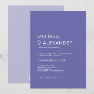 Invitation Mariage minimal chic blanc et bleu pervenche