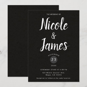 Invitation Mariage Minimal Chic Noir Moderne