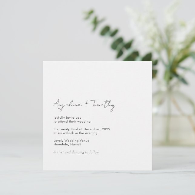 Invitation Mariage minimal contemporain moderne élégant (Debout devant)