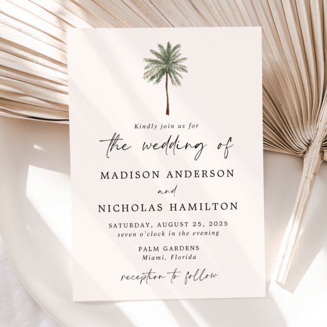 Invitation Mariage minimal de palmiers (Créateur téléchargé)