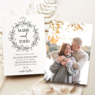 Invitation Mariage minimal de serrure et de feuille