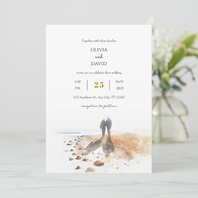 Invitation Mariage minimal des collecteurs de Shell Sunrise S (Debout devant)