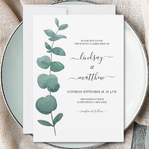 Invitation Mariage minimal d'eucalyptus