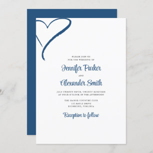 Invitation Mariage minimal du coeur tiré à la main