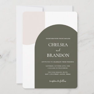 Invitation Mariage Minimal Élégant Bohème Arches Vert Sauge