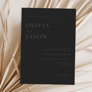 Invitation Mariage minimal mat moderne noir