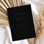 Invitation Mariage minimal mat moderne noir<br><div class="desc">Faire-part de mariage moderne avec design de typographie minimal en noir mat. Personnalisez facilement avec toutes vos informations pour des invitations personnalisées de mariage, </div>