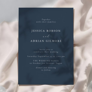 Invitation Mariage minimal moderne bleu marine