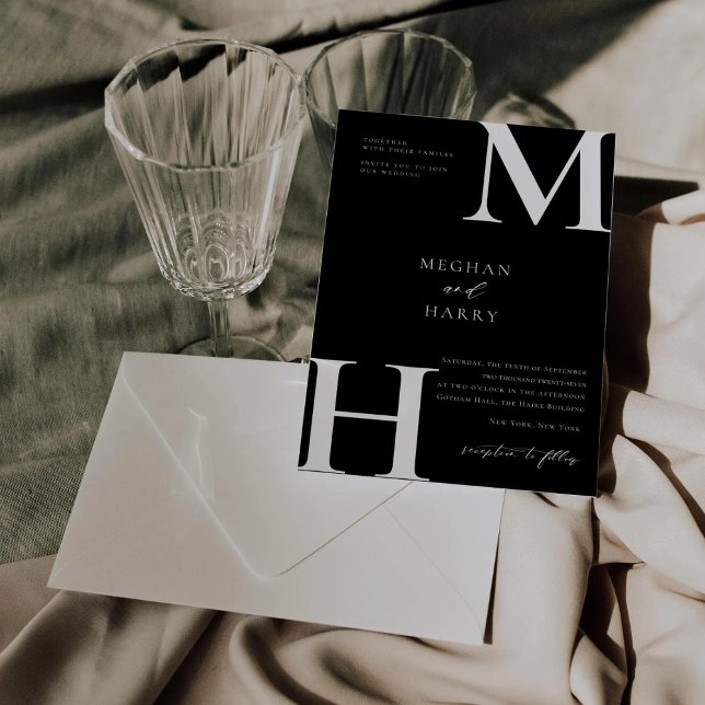 Invitation Mariage minimal moderne noir et blanc Inviter Desi (Créateur téléchargé)